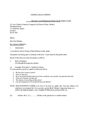Legal Opinion Guide