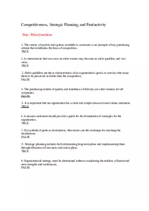 Introduction to Operations Management Answer Key Part 2