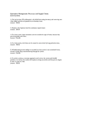Lean Systems Answer Key Part 1