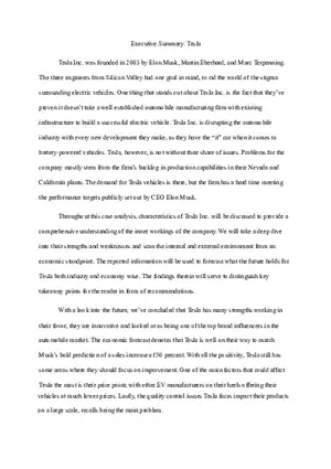 Executive Summary - Tesla