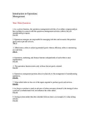 Introduction to Operations Management Answer Key Part 1