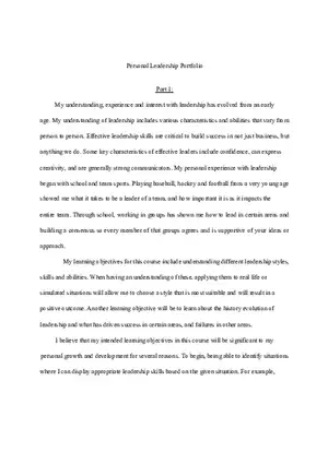 Personal Leadership Portfolio Part 1-7