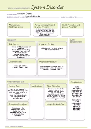 ATI Learning Template - Hyperbilirubinemia