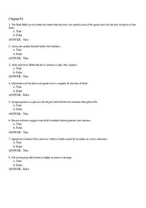 Neural Development and Processes Answer Key From 1 to 74