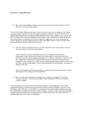Group Behavior Discussion Topic