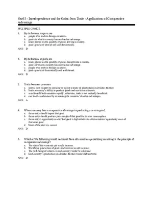 Advantage - The Driving Force of Specialization Answer Key (Sec 3) Part 1