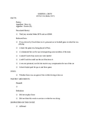 Gorton v. Doty - Lecture Notes