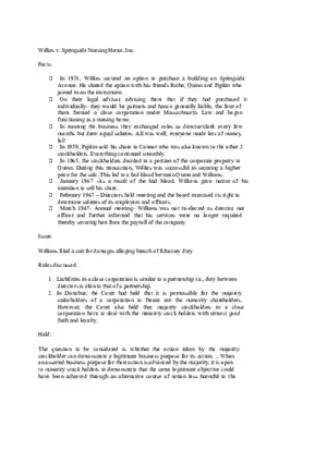 Wilkes v Springfield - Case Law Summary