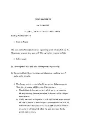 In the Matter of Jack and Jill - Case Outline