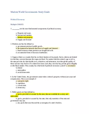 Modern World Governments Study Guide Part 1