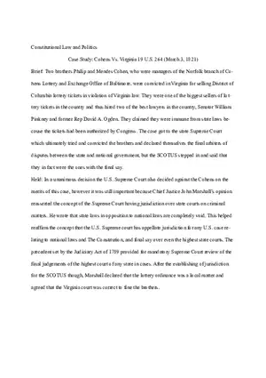 Case Study Cohens vs. Virginia