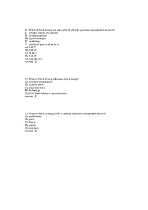 Operations Management (Operations and Productivity) Answers Part 2