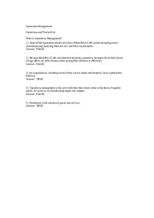 Operations Management (Operations and Productivity) Answers Part 1