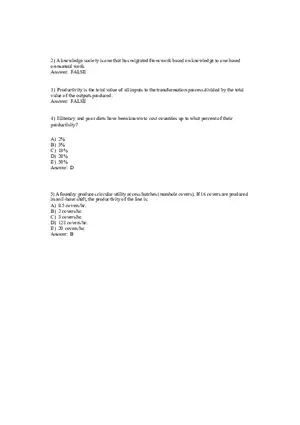 Operations Management (Operations and Productivity) Answers Part 3