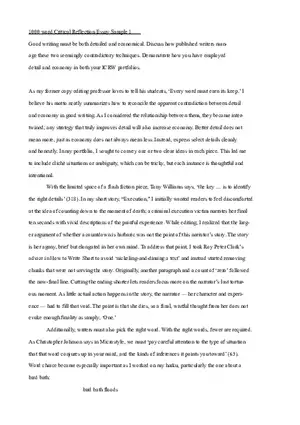 1000 Word Critical Reflection