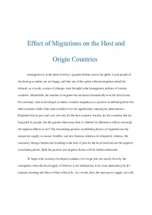 Effect of Migrations on the Host and Origin Countries