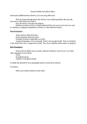 Generic Outline for Analysis Paper