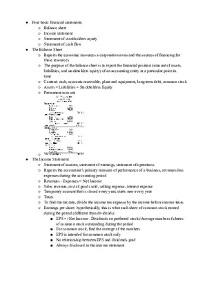 Accounting Income Statement Notes