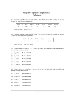 Solutions Manual for Design and Analysis of Experiments Part 1