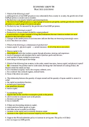 Economic Growth Answers