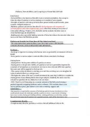 Platforms, Network Effects, and Competing in a Winner Take All World