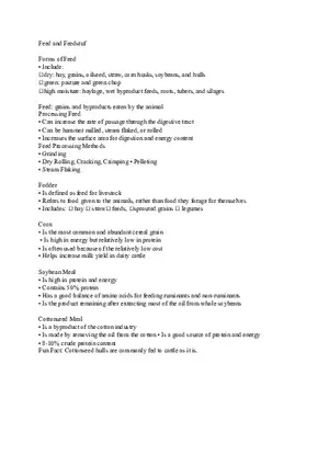 Feed and Feedstuff - Lecture Notes