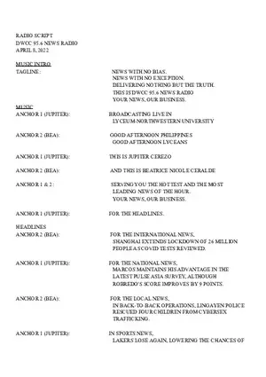 Radio Broadcasting Script