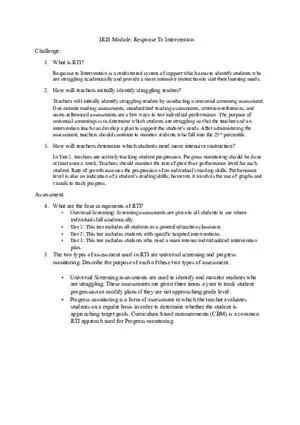 IRIS Module Response To Intervention