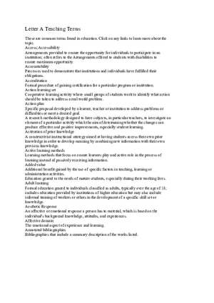 Letter A-J Teaching Terms