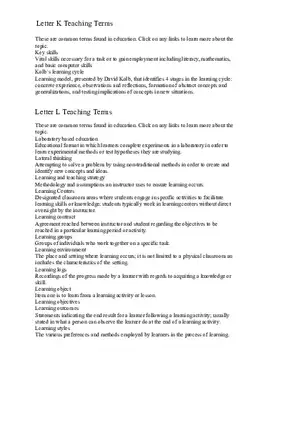Letter K-W Teaching Terms
