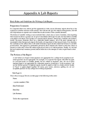 Guidelines for Writing a Lab Report
