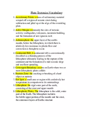 Plate Tectonics Vocabulary