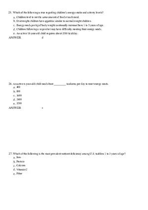Life Cycle Nutrition - Childhood Obesity Answer Key 2