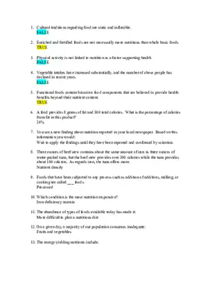 Quiz Nutrition - Study Answers