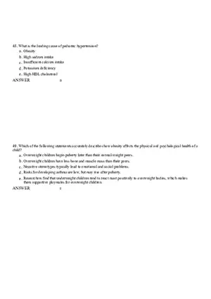 Life Cycle Nutrition - Childhood Obesity Answer Key 3