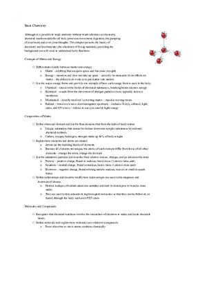 Fundamentals of Chemistry in Anatomy and Physiology