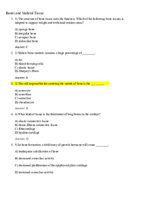 Bones and Skeletal Tissue 42 Questions with Answers