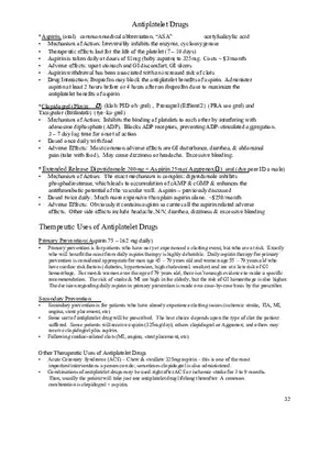 Clinical Pharmacology Study Guide (Antiplatelet Drugs)
