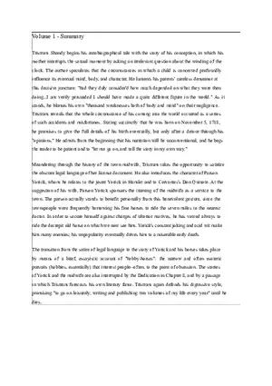 Tristram Shandy Volume 1 - Summary