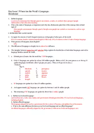 Key Issue 1 Where Are the World’s Languages