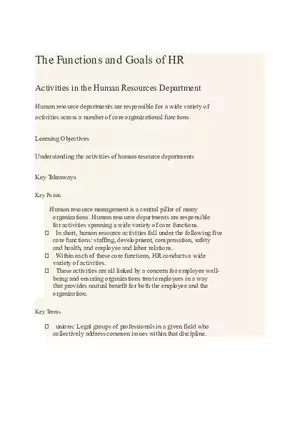 The Functions and Goals of HR