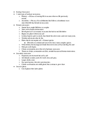 Ecology Succession - Detailed Notes