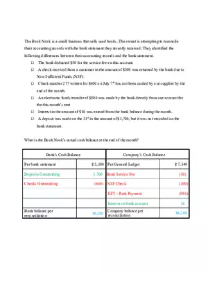 Bank Reconciliation Exercise (Answer Key)