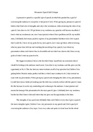 Persuasive Speech Self-Critique