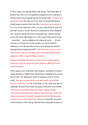 The Oxford Book of Modern Verse and W.B. Yeats' Rejection of War Poetry