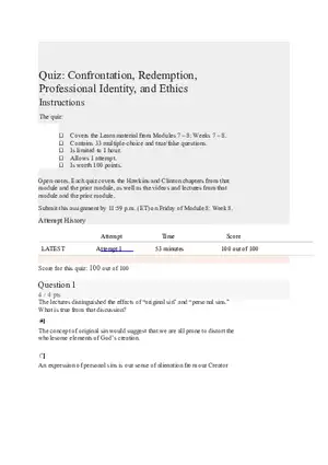 Confrontation, Redemption, Professional Identity, and Ethics