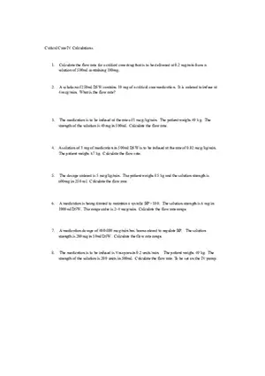 Drug and Dosage Critical Care Practice Problems