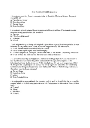Hypothyroidism Nclex Questions Without Answers