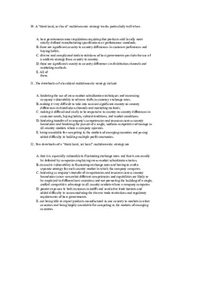 Strategies for Competing in International Markets Questions Part 2