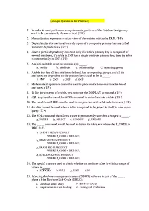 Database Design Principles Questions and Answers